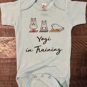 Yogi in Training Aqua Blue Kids One Piece Laughing Giraffe 3-6 months